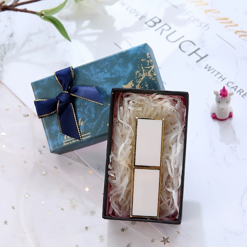 Hộp Quà Nhỏ Xanh Vân Đá Nơ Xanh Nhỏ 10.5*6.5*3.5 cm