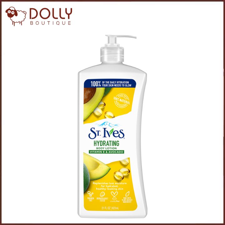 Sữa Dưỡng Thể St.Ives Vitamin E & Bơ Dưỡng Ẩm Da Hydrating Vitamin E & Avocado Body Lotion 621 ml