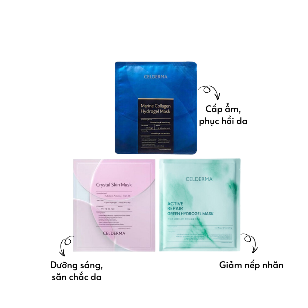 Mặt Nạ Miếng Thạch Tảo Xoắn Celderma Active Repair Green Hydrogel Mask 30g