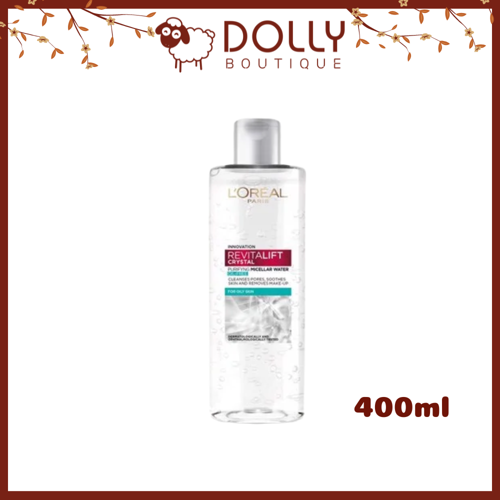 Nước Tẩy Trang L'Oréal Revitalift Crystal Purifying Micellar Water ( Làm Sạch Sâu Cho Da Dầu ) - 400ml