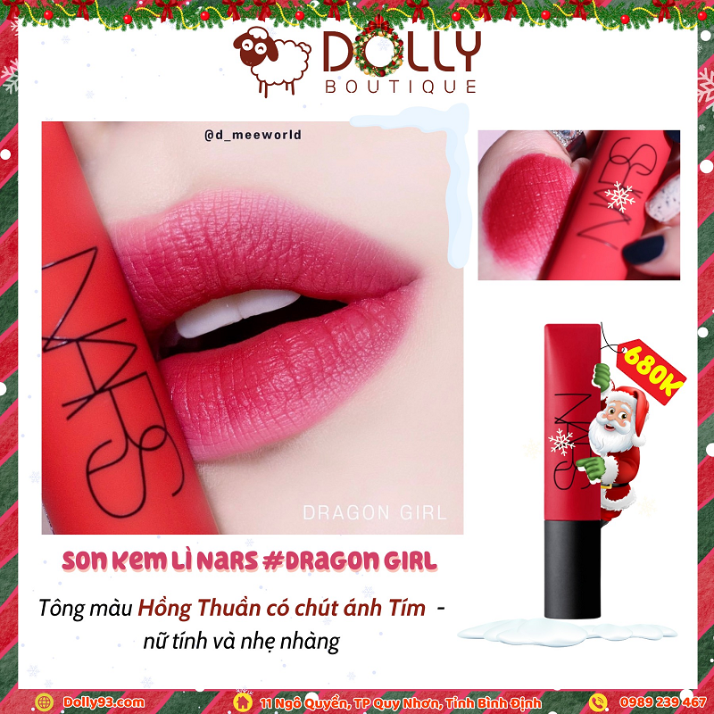 Son Kem Lì Nars Air Matte Lip #Dragon Girl 7.5ml (Màu Đỏ Hồng)