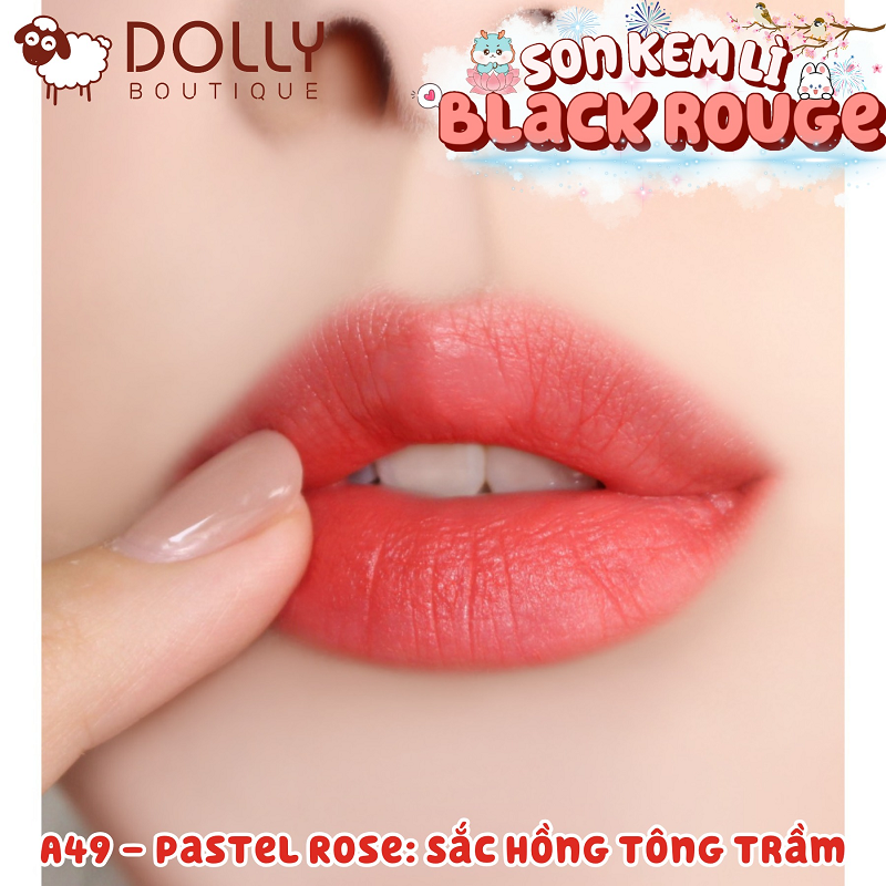 Son Kem Lì Black Rouge Air Fit Velvet Tint #A49  Pastel Rose  (Màu Hồng Đất)