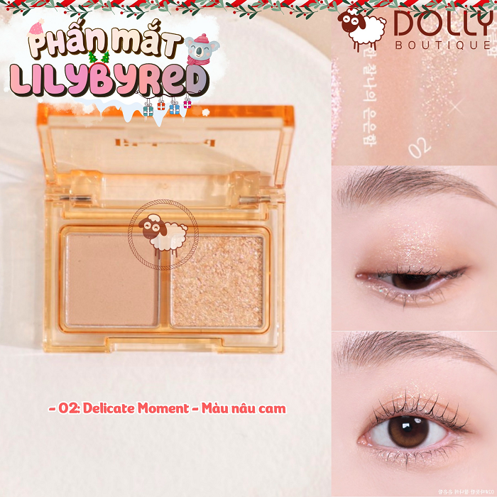 Bảng Phấn Mắt 2 Ô Siêu Xinh, Bền Màu Lilybyred Little Bitty Moment Shadow #02 Delicate - 1,6g