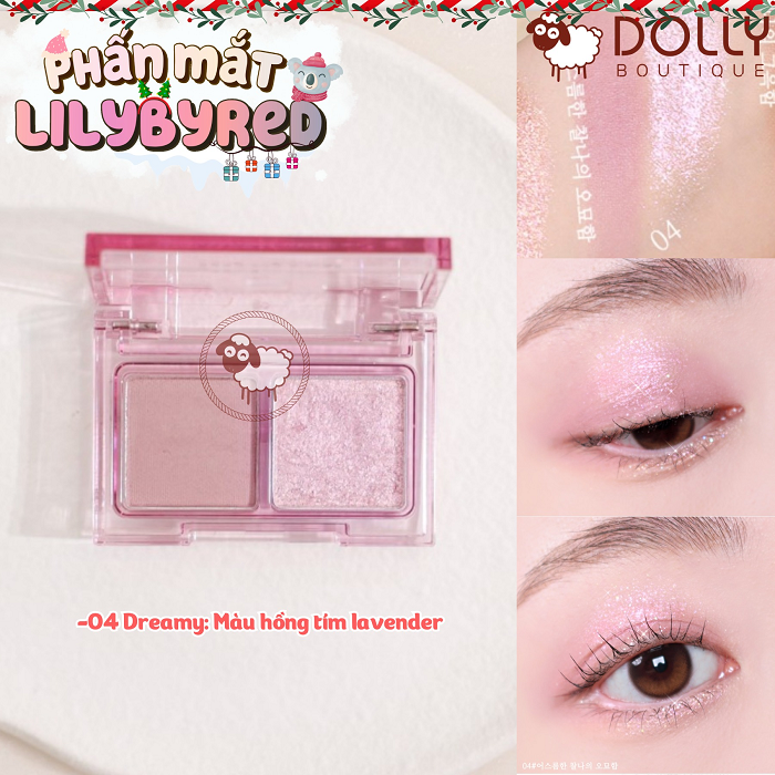 Bảng Phấn Mắt 2 Ô Siêu Xinh, Bền Màu Lilybyred Little Bitty Moment Shadow #04 Dreamy - 1,6g