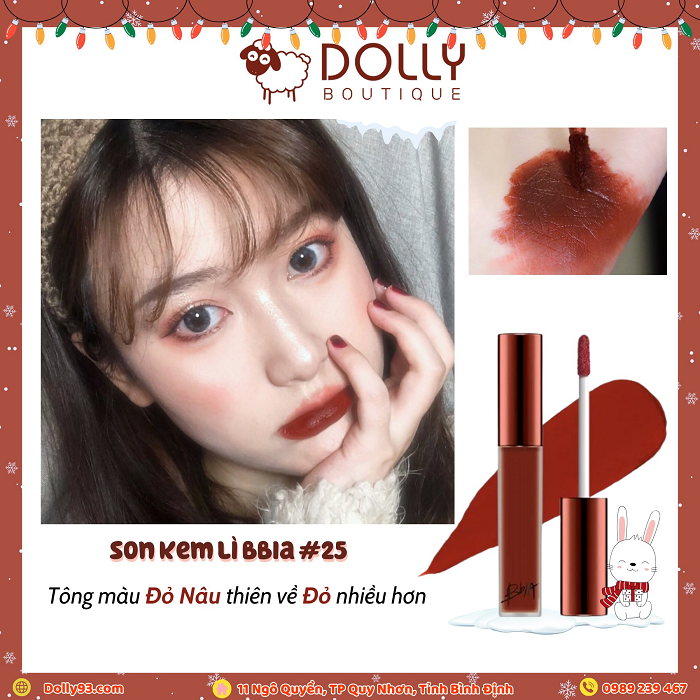 Son Kem Lì BBia Last Velvet Lip Tint #25 Final Note (Màu Đỏ Nâu)