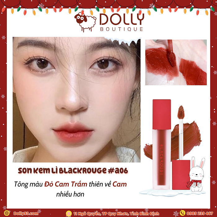 Son Kem Lì Black Rouge Air Fit Velvet Tint  #A06 Brick Red (Màu Đỏ Nâu Trầm) - 4.5g