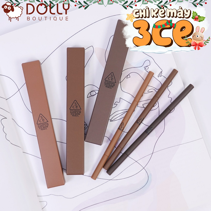 Chì Mày Siêu Mảnh 3CE Stylenanda Super Slim Eye Brow Pencil #Choco Brown (Nâu Đen)