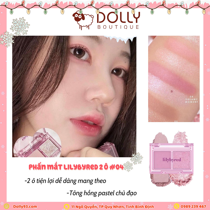 Bảng Phấn Mắt 2 Ô Siêu Xinh, Bền Màu Lilybyred Little Bitty Moment Shadow #04 Dreamy - 1,6g