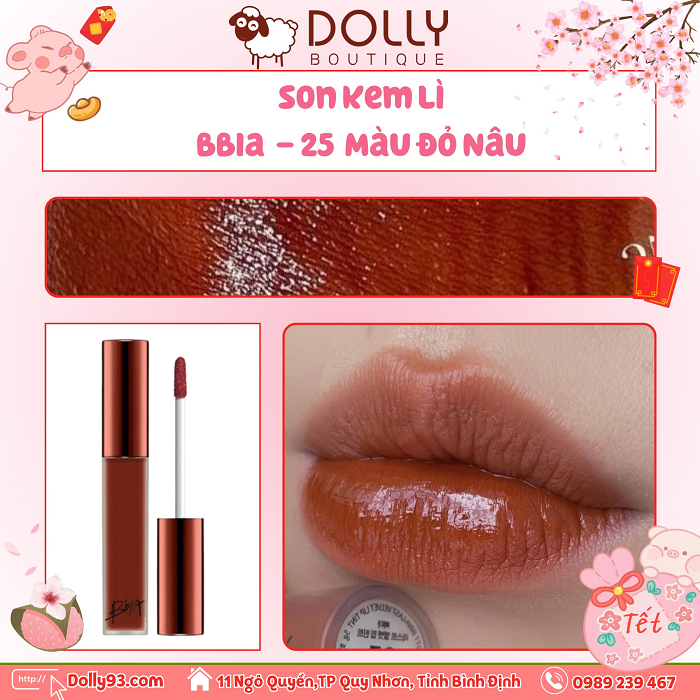 Son Kem Lì BBia Last Velvet Lip Tint #25 Final Note ( Màu Đỏ Nâu ) - 5g