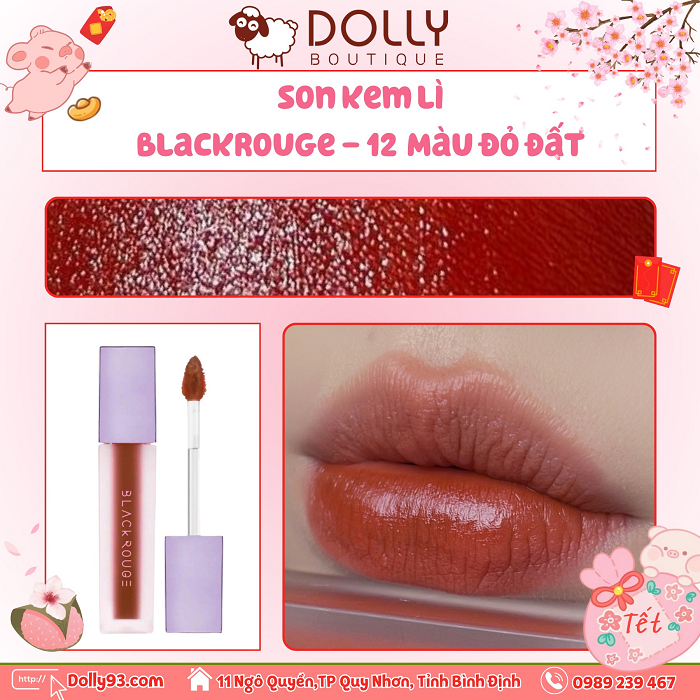Son Kem Lì Black Rouge Air Fit Velvet Tint  #A12 Dashed Brown ( Màu Nâu Gạch Trầm ) - 4.5g