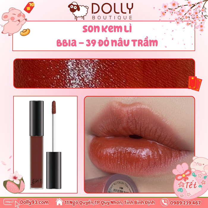 Son Kem BBIA Velvet Lip Tint - 39 Feign Longing (Màu Đỏ Gạch Trầm)