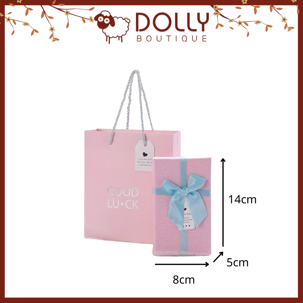 Hộp Quà Nhỏ Hồng Nơ Xanh Biển 14*8*5cm Kèm Túi