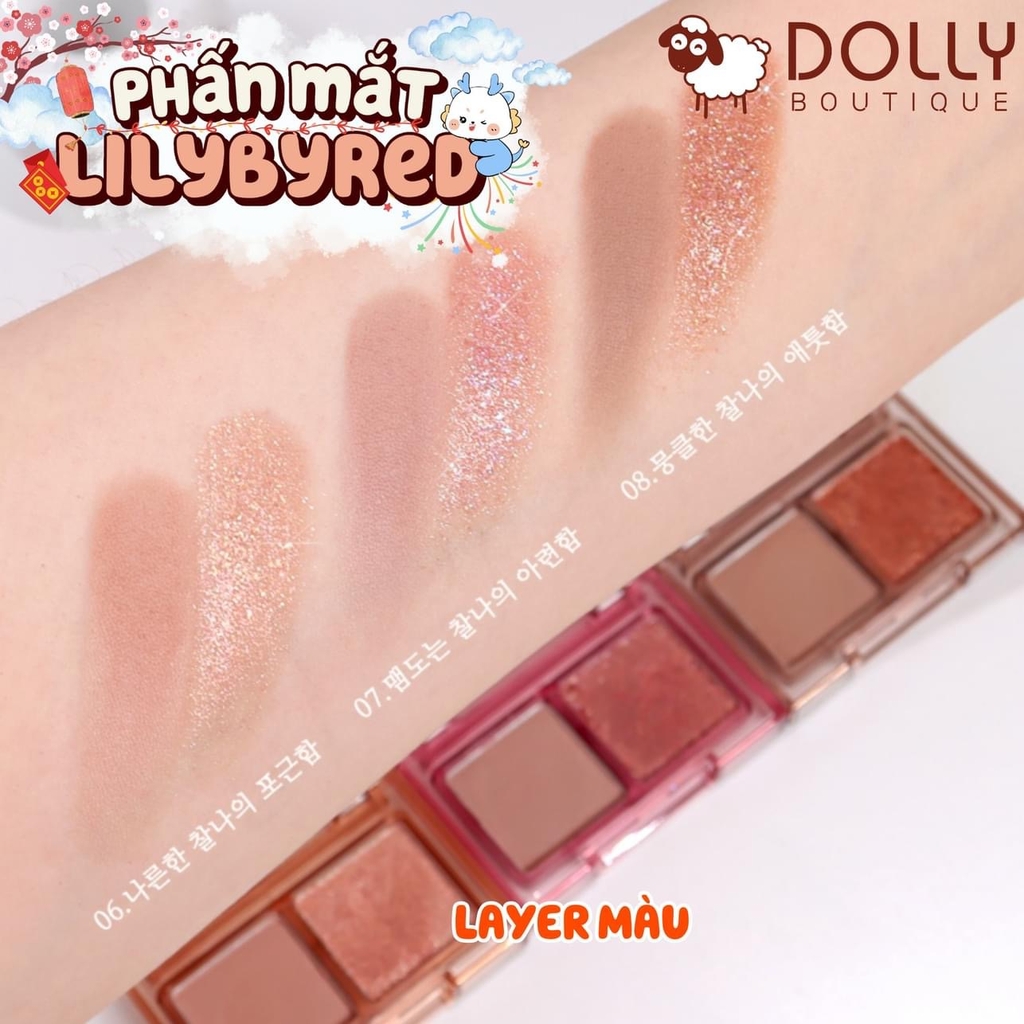 Bảng Phấn Mắt 2 Ô Siêu Xinh, Bền Màu Lilybyred Little Bitty Moment Shadow #06 Cozy Moment - 1,6g