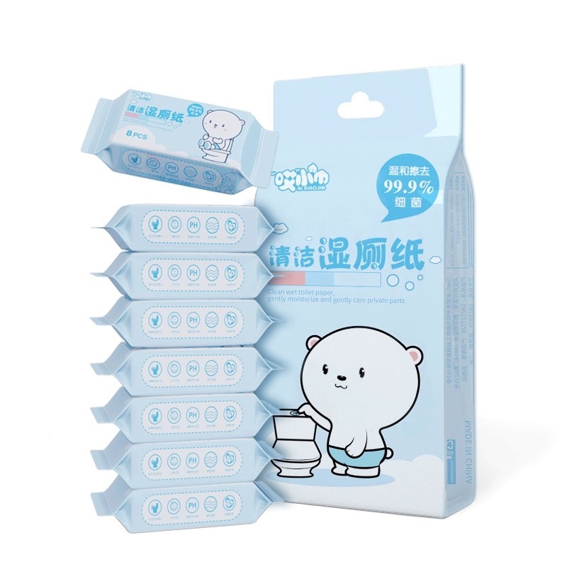 Khăn Ướt Super Mini Baby Wipes Tiện Lợi Dễ Thương Gấu Trắng WC