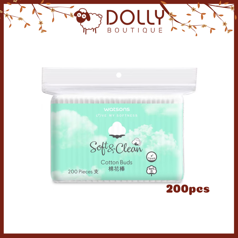 Bông Tăm Watsons Love My Softness Soft & Clean Cotton Buds 200 Cây