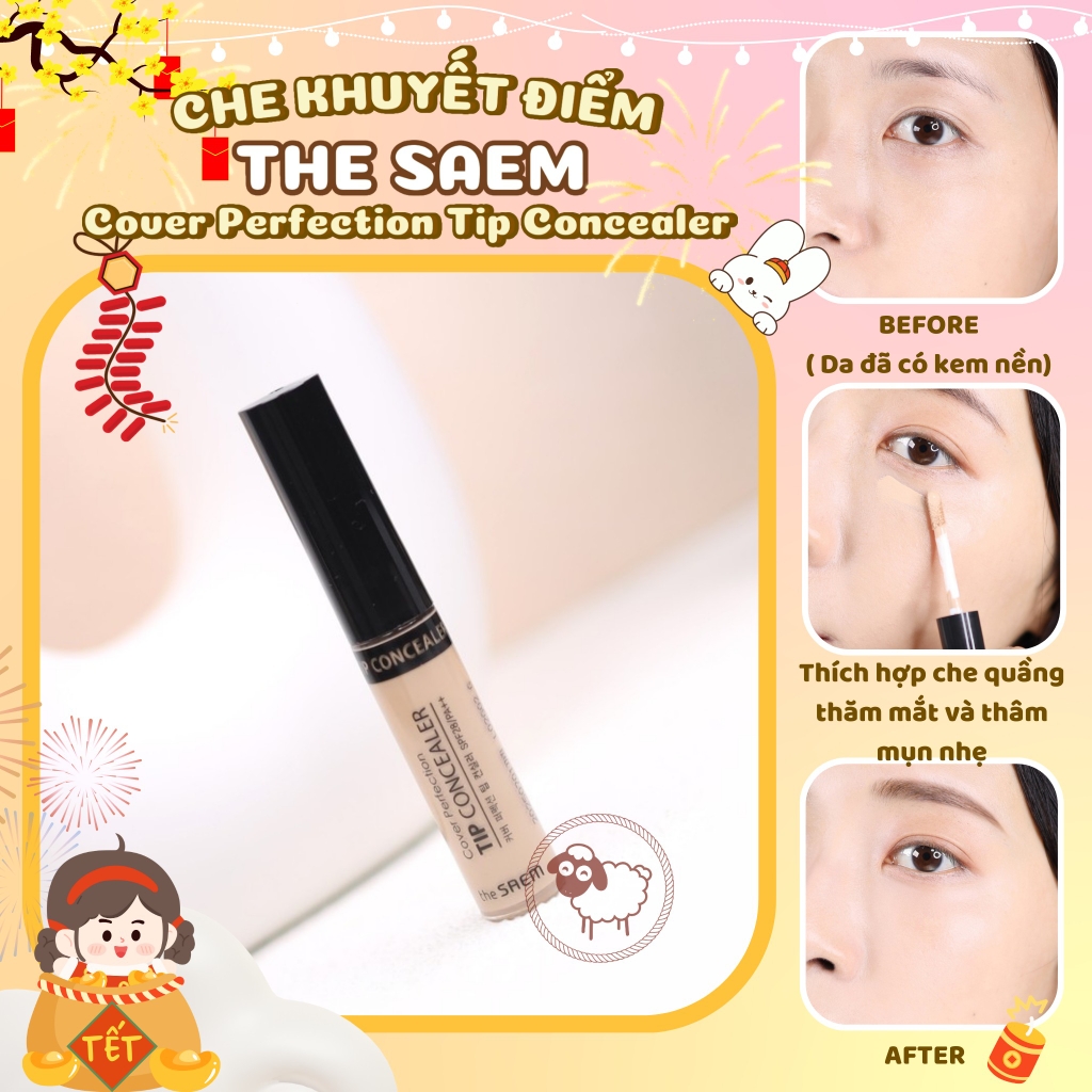 Kem che khuyết điểm The Saem Cover Perfection Tip Concealer #1.5 Natural Beige - 6.5g