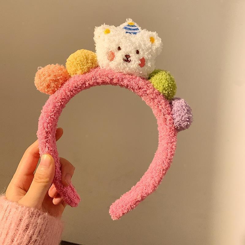 Băng đô 4 gấu bông hồng trắng