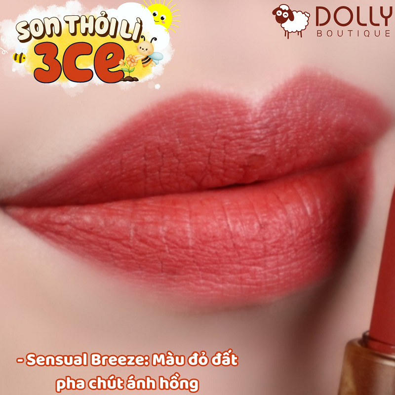 Son Thỏi 3CE Soft Matte Lipstick - Version Deep Under More Deep #Sensual Breeze (Màu Đỏ Đất Pha Hồng)