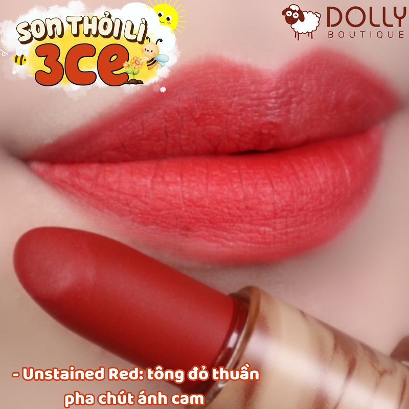 Son Thỏi 3CE Soft Matte Lipstick - Version Deep Under More Deep #Unstained Red (Màu Đỏ Hồng Phấn)