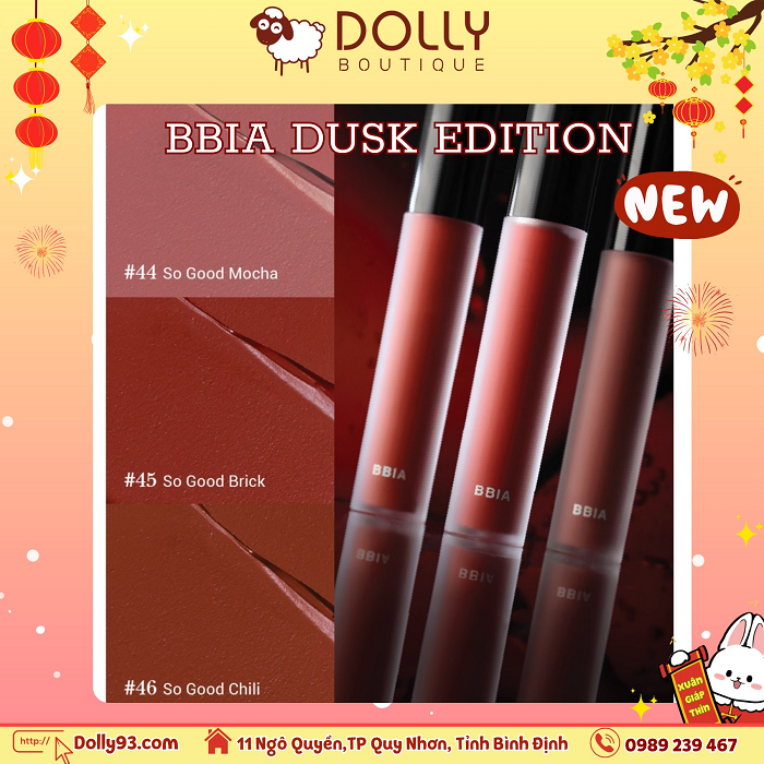 Son Kem Kì Bbia Last Velvet Lip Tint #45 So Good Brick (Đỏ Nâu Gạch) - 5g