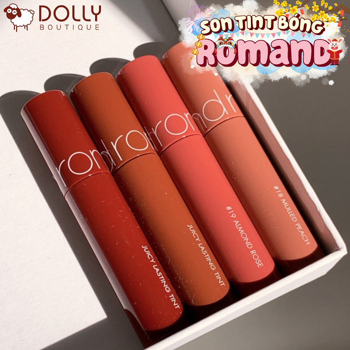 Son Kem Dạng Tint Bóng Romand Juicy Lasting Tint #18 Mulled Peach (San hô ánh cam) - 5.5g