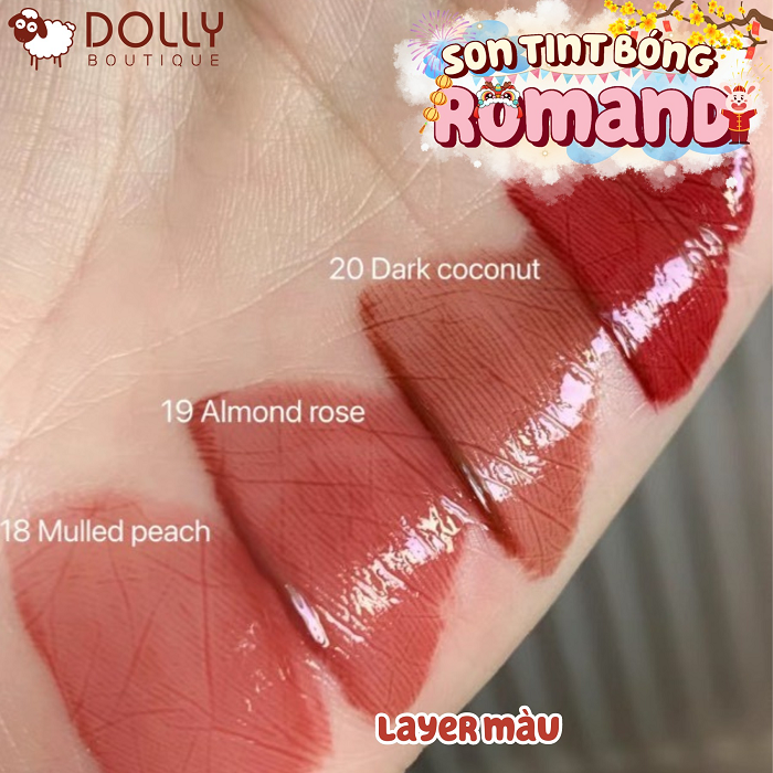 Son Kem Dạng Tint Bóng Romand Juicy Lasting Tint #18 Mulled Peach (San hô ánh cam) - 5.5g