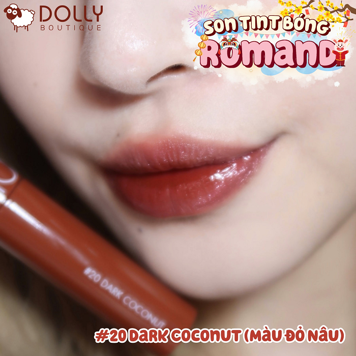 Son Kem Dạng Tint Bóng Lì Romand Juicy Lasting Tint Ripe #20 Dark Coconut (Màu Đỏ Nâu)