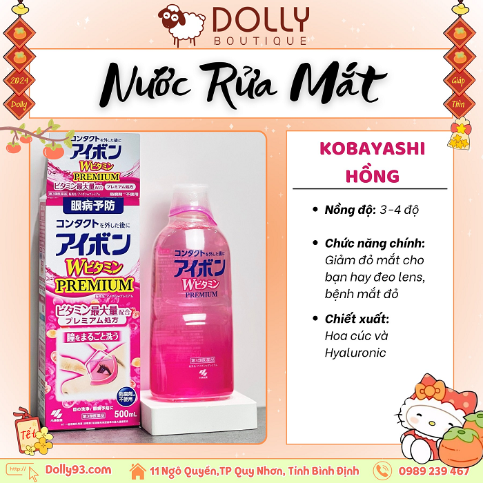 Nước Rửa Mắt Eyebon Kobayashi 500ml - Màu Hồng 0526