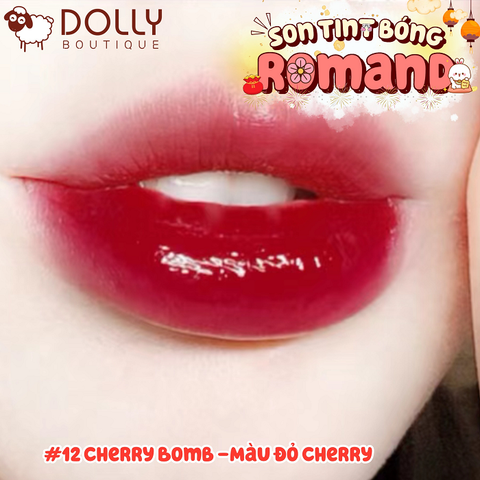 Son Kem Dạng Tint Bóng Romand Juicy Lasting Tint #12 Cherry Bomb (Màu Đỏ Cherry)