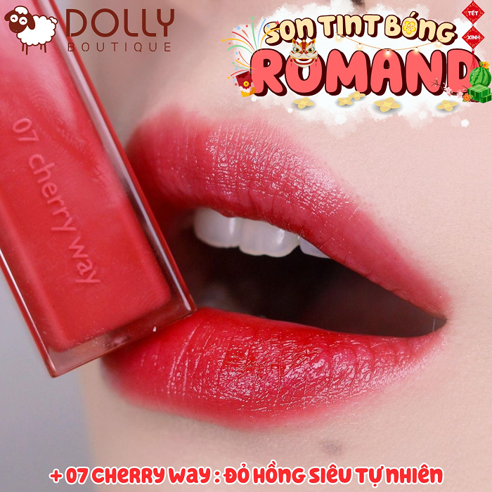 Son Tint Bóng Romand Dewyful Water Tint 07 Cherry Way Màu Đỏ Cherry