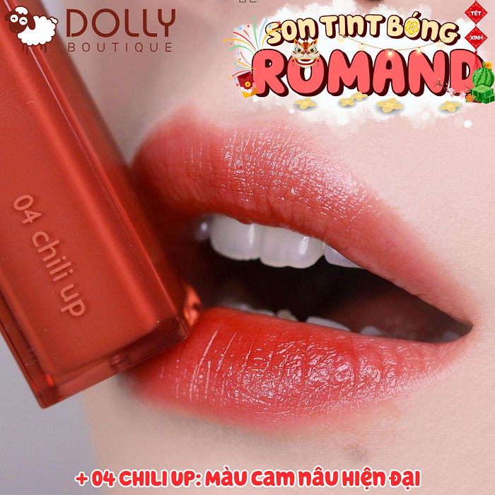 Son Tint Bóng Romand Dewyful Water Tint  #04 Chili Up (Màu Đỏ Cam Đất)