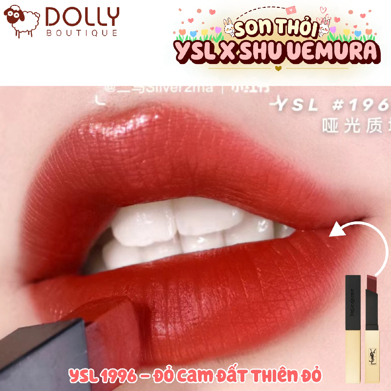 Son Thỏi YSL Rouge Pur Couture The Slim Matte Lipstick 1966 - Màu Đỏ Cam Trầm