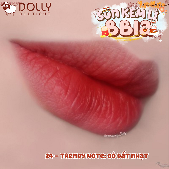 Son Kem Lì Bbia Last Velvet Lip Tint #24 Trendy Note (Màu Đỏ Trầm Nhẹ) -5g