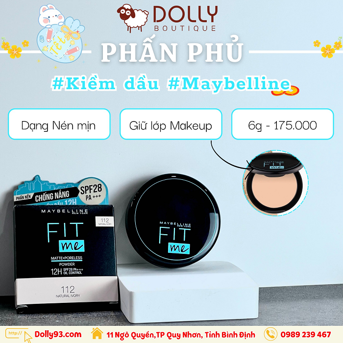 Phấn Phủ Dạng Nén Maybelline Fit Me Matte Poreless Compact Powder #112 Natural Ivory - 6g