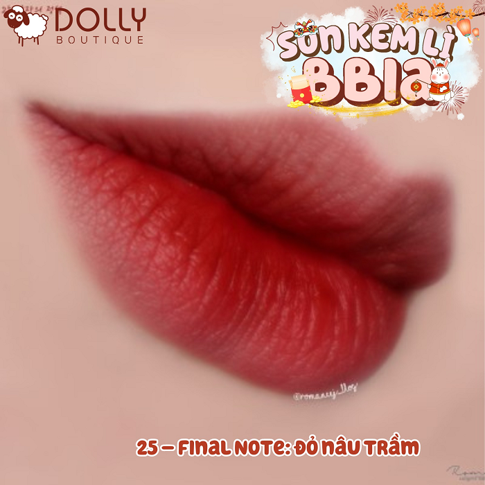 Son Kem Lì BBia Last Velvet Lip Tint #25 Final Note (Màu Đỏ Nâu)