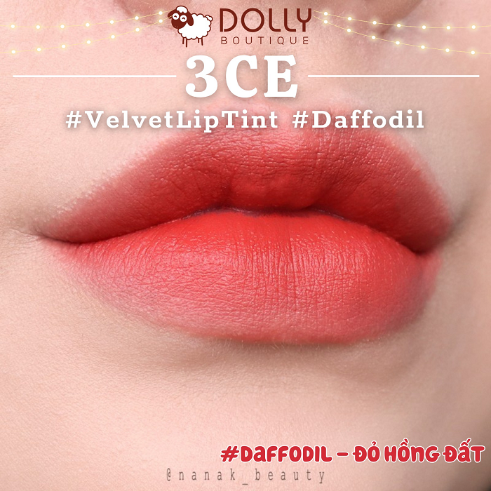 Son Kem Lì 3CE Velvet Lip Tint #Daffodil (Màu Đỏ Đất) - 3.5ml