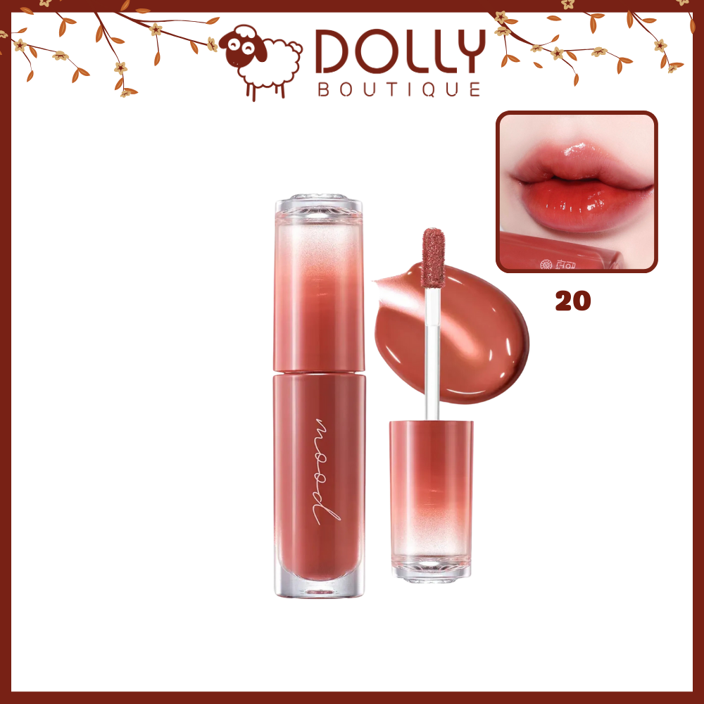 Son Tint Bóng Peripera Ink Mood Glowy Tint #20 Brown Yakgwa (Đỏ Nâu Ánh Cam) - 4g