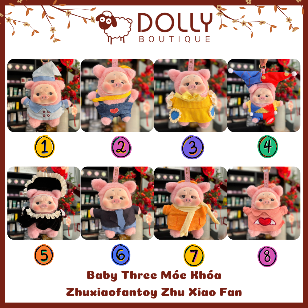 Gấu Bông Baby Three Zhuxiaofantoy Zhu Xiao Fan First Generation ( Phiên Bản Heo) Móc Khóa