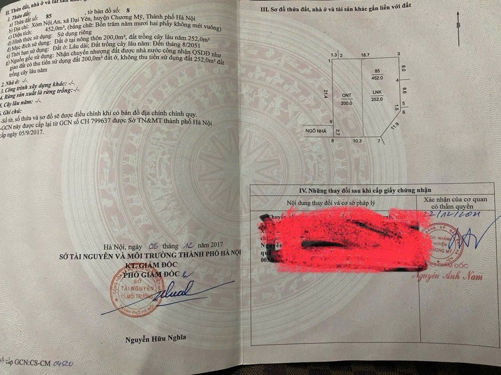 ĐẤT THỔ CƯ 450M² - THÔN 4, NỘI AN, ĐẠI YÊN - CÁCH TỈNH LỘ 419 50M - SỔ ĐỎ CHÍNH CHỦ - GIÁ 15 TRIỆU/M² (6.78 TỶ)