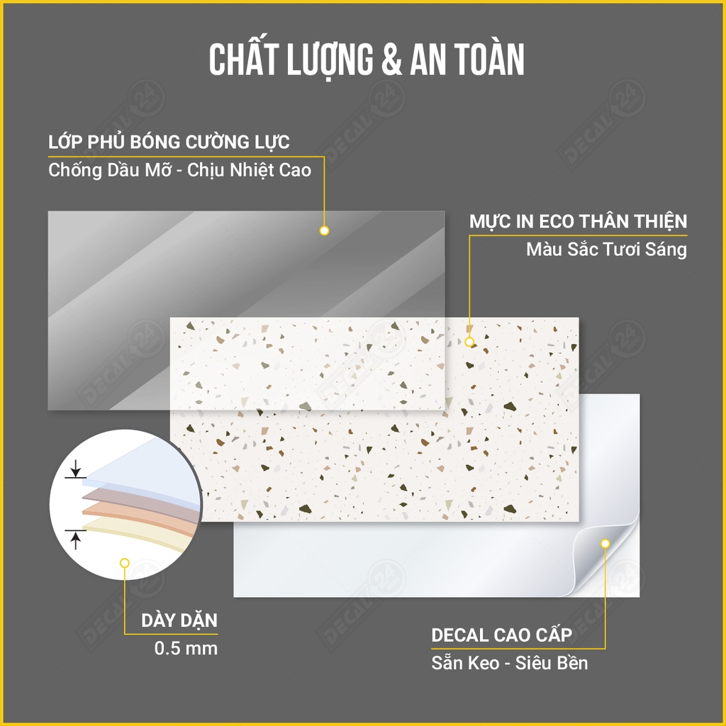 Giấy Dán Bếp Cao Cấp Decal24h Họa Tiết Đường Kẻ Vuông Hiện Đại- ( DGB-103 )