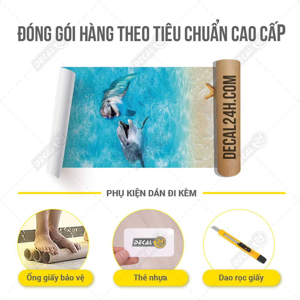 Decal Dán Tủ Lạnh Hình Đại Dương Và Những Sinh Vật Biển Decal24h