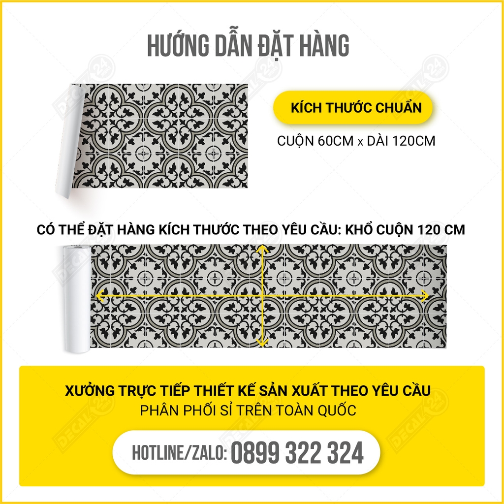 Decal Dán Sàn Nhà Hoa Văn Giả Gạch Men Cao Cấp Decal24h
