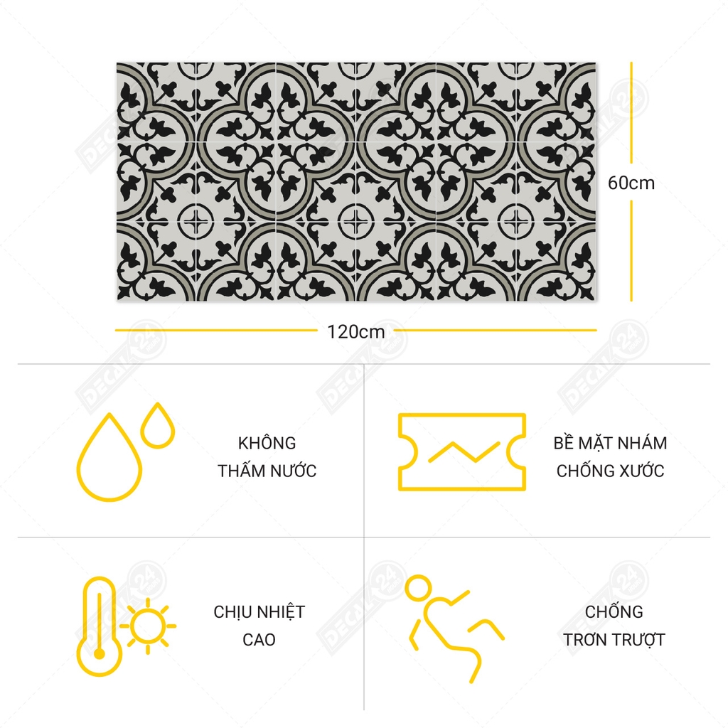 Decal Dán Sàn Nhà Hoa Văn Giả Gạch Men Cao Cấp Decal24h