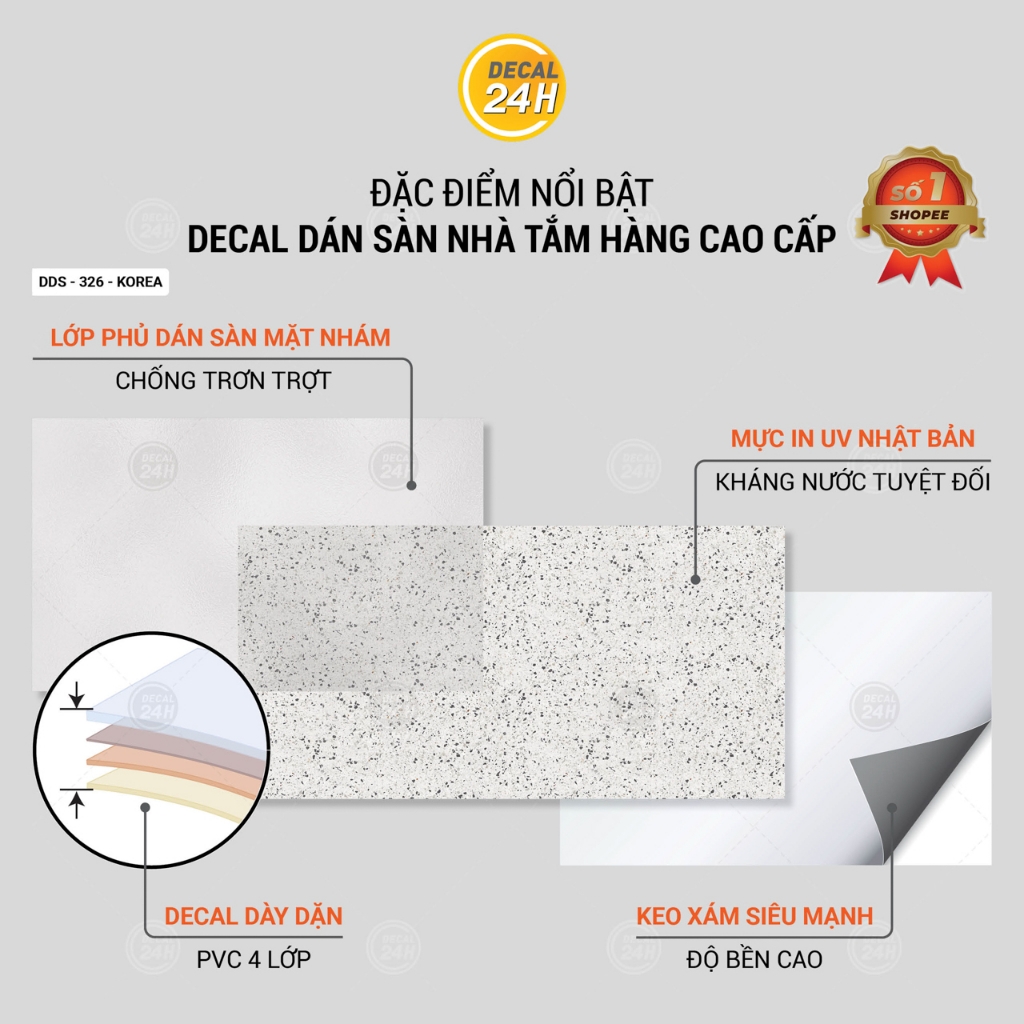 Decal dán sàn nhà tắm DDS-KOREA-326