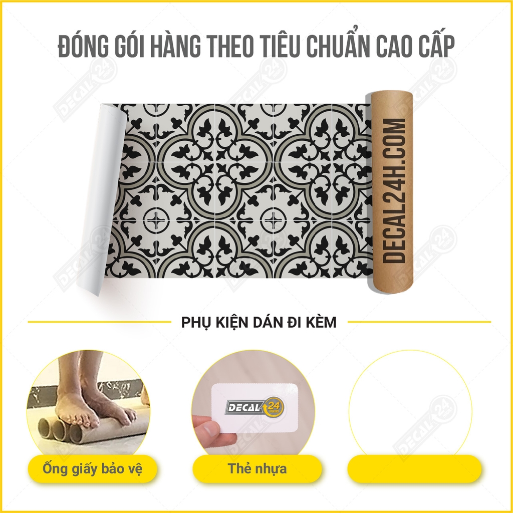 Decal Dán Sàn Nhà Hoa Văn Giả Gạch Men Cao Cấp Decal24h