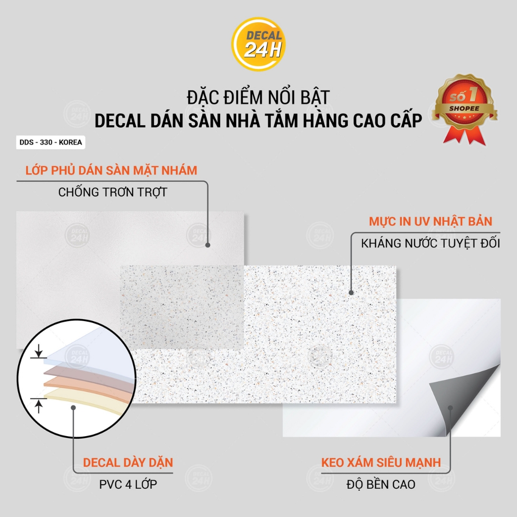 Decal dán sàn nhà tắm DDS-KOREA-330