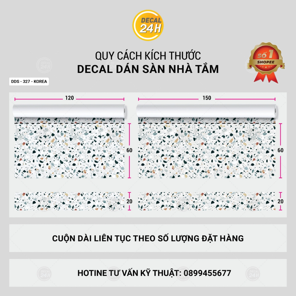 Decal dán sàn nhà tắm DDS-KOREA-327