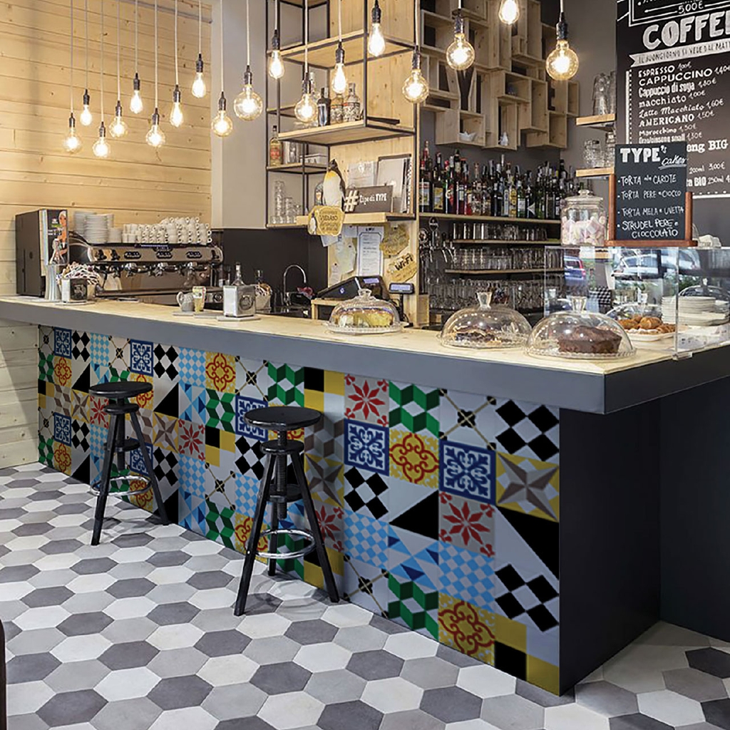 Decal Dán Gạch Bông Hoa Văn Hình Học Phong Cách Vintage Cao Cấp