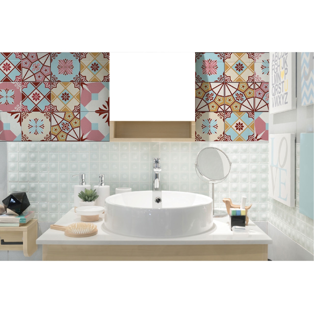 Decal Dán Gạch Bông Màu Sắc Retro Cao Cấp