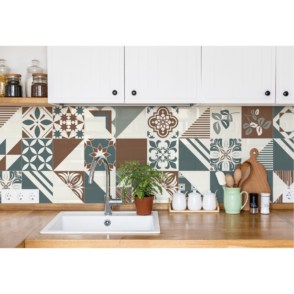 Decal Dán Gạch Bông Cao Cấp Phong Cách Retro